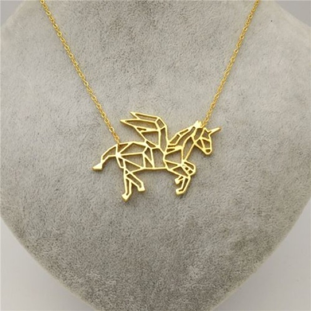 Gold Geometric Unicorn Necklace